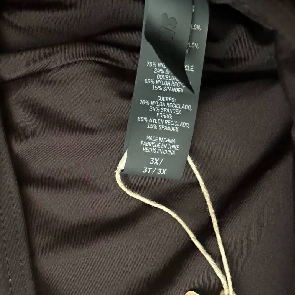 NWT SKIMS Recycled Swim High Neck Back Tie Onyx Black Top